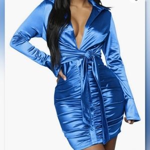 Sexy plunge ruched mini dress